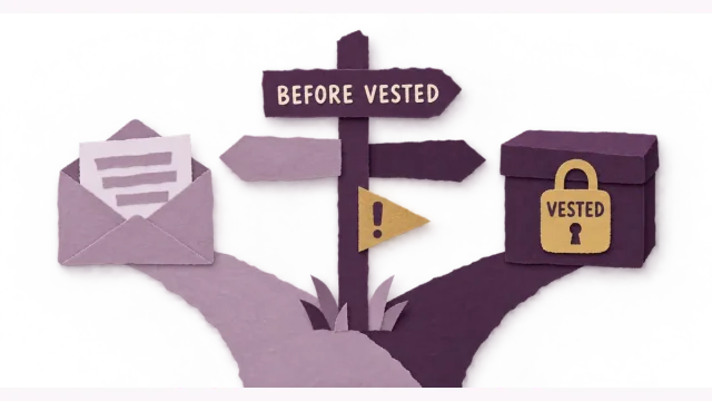 Cut-paper collage illustration for “Leaving Teaching Before Pension Vesting: What to Check Before You Resign or Take a Refund” — Special Education Classroom Desk