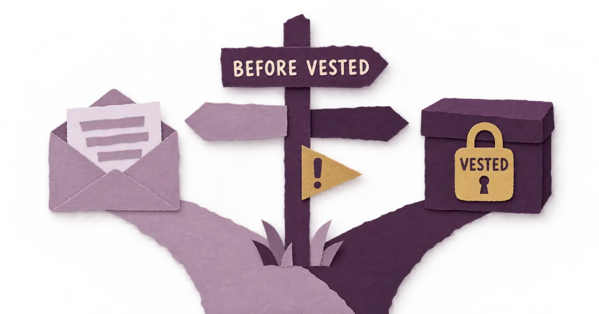 Cut-paper collage illustration for “Leaving Teaching Before Pension Vesting: What to Check Before You Resign or Take a Refund” — Special Education Classroom Desk