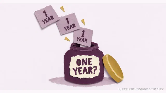 Cut-paper collage illustration for “Teacher Pension Service Credit: What One “Year” Really Means Before You Plan Retirement” — Special Education Classroom Desk