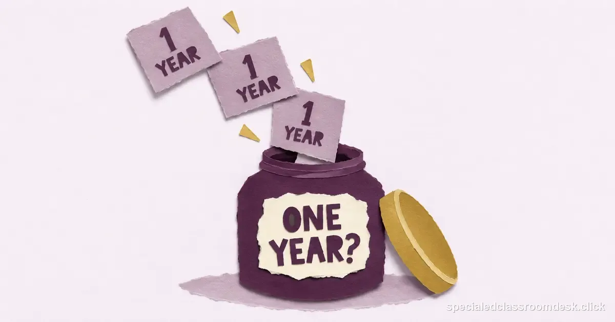 Cut-paper collage illustration for “Teacher Pension Service Credit: What One “Year” Really Means Before You Plan Retirement” — Special Education Classroom Desk